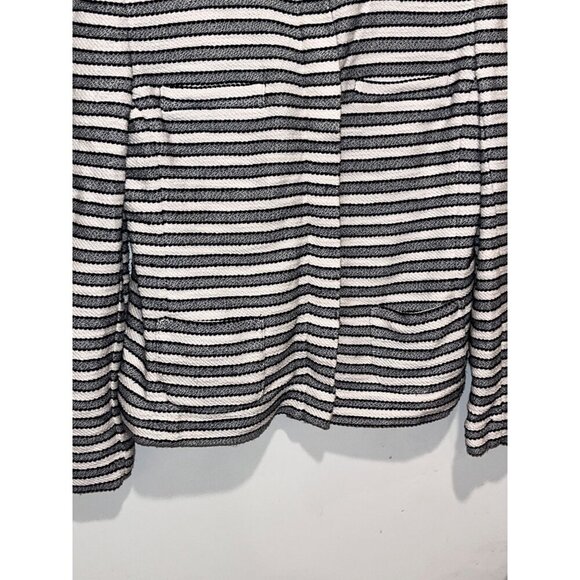 J.Crew Black & White Long Sleeve Striped Tweed  Women's Blazer Jacket Size M - Picture 6 of 16